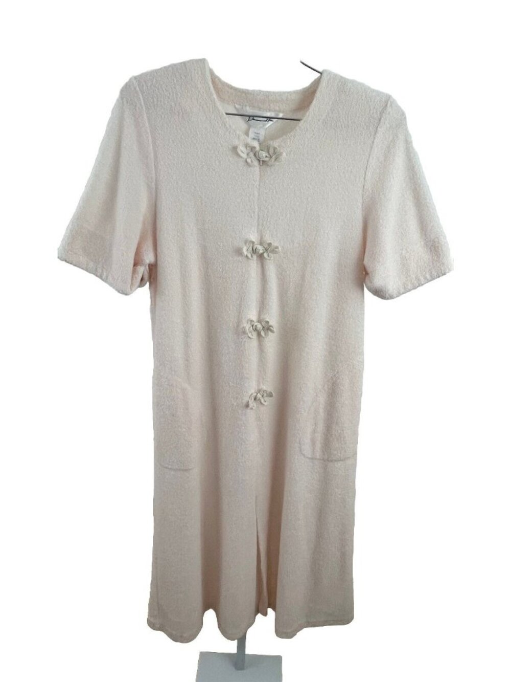 Vintage Diamond Tea Women's M Terry Robe Pink Zip Front